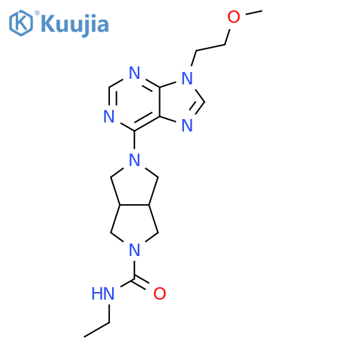 N-ethyl-5-[9-(2-methoxyethyl)-9H-purin-6-yl]-octahydropyrrolo[3,4-c]pyrrole-2-carboxamide structure