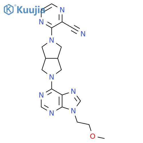 3-{5-[9-(2-methoxyethyl)-9H-purin-6-yl]-octahydropyrrolo[3,4-c]pyrrol-2-yl}pyrazine-2-carbonitrile structure