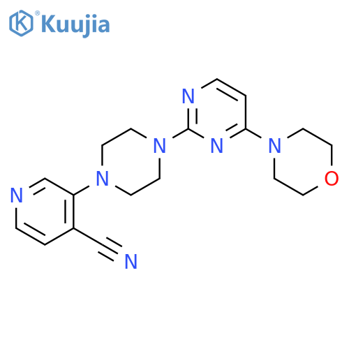 3-{4-[4-(morpholin-4-yl)pyrimidin-2-yl]piperazin-1-yl}pyridine-4-carbonitrile structure