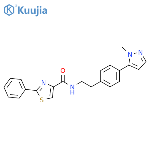N-{2-[4-(1-methyl-1H-pyrazol-5-yl)phenyl]ethyl}-2-phenyl-1,3-thiazole-4-carboxamide structure