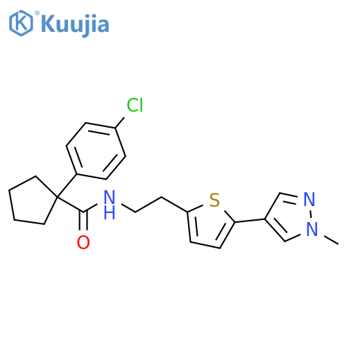 1-(4-chlorophenyl)-N-{2-[5-(1-methyl-1H-pyrazol-4-yl)thiophen-2-yl]ethyl}cyclopentane-1-carboxamide structure