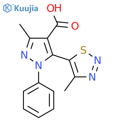 3-Methyl-5-(4-methyl-1,2,3-thiadiazol-5-yl)-1-phenyl-1H-pyrazole-4-carboxylic acid structure