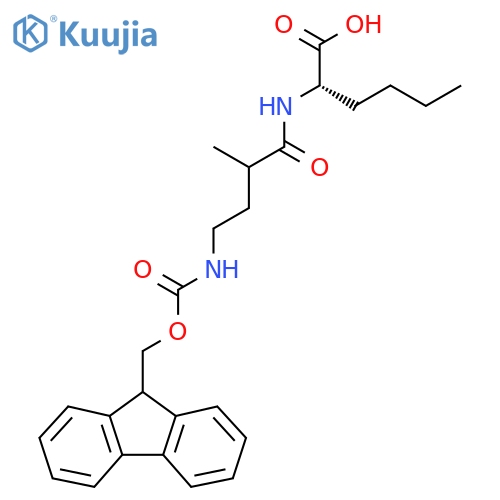 (2S)-2-4-({(9H-fluoren-9-yl)methoxycarbonyl}amino)-2-methylbutanamidohexanoic acid structure