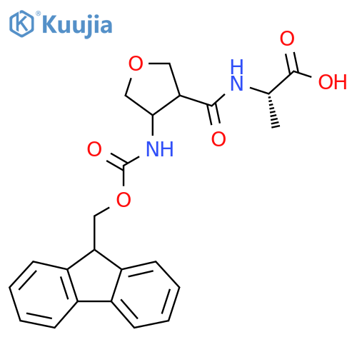 (2S)-2-{4-({(9H-fluoren-9-yl)methoxycarbonyl}amino)oxolan-3-ylformamido}propanoic acid structure