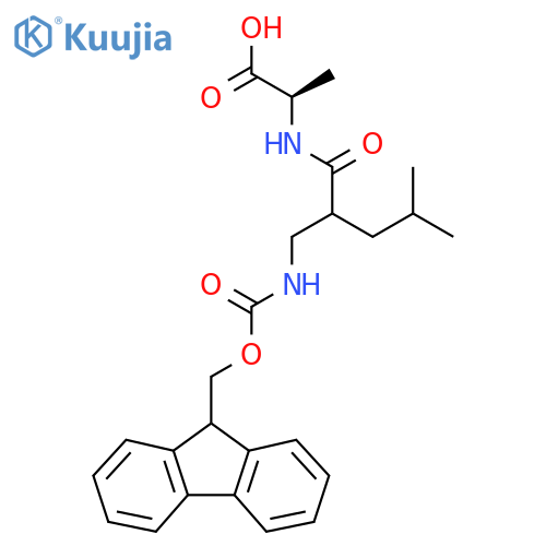 (2R)-2-{2-({(9H-fluoren-9-yl)methoxycarbonyl}amino)methyl-4-methylpentanamido}propanoic acid structure