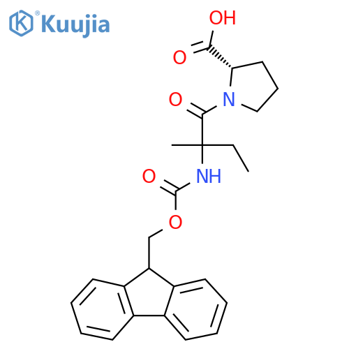 (2S)-1-2-({(9H-fluoren-9-yl)methoxycarbonyl}amino)-2-methylbutanoylpyrrolidine-2-carboxylic acid structure