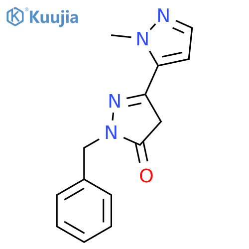 1-benzyl-3-(1-methyl-1H-pyrazol-5-yl)-4,5-dihydro-1H-pyrazol-5-one structure