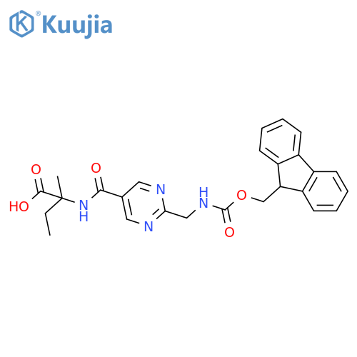 2-({2-({(9H-fluoren-9-yl)methoxycarbonyl}amino)methylpyrimidin-5-yl}formamido)-2-methylbutanoic acid structure
