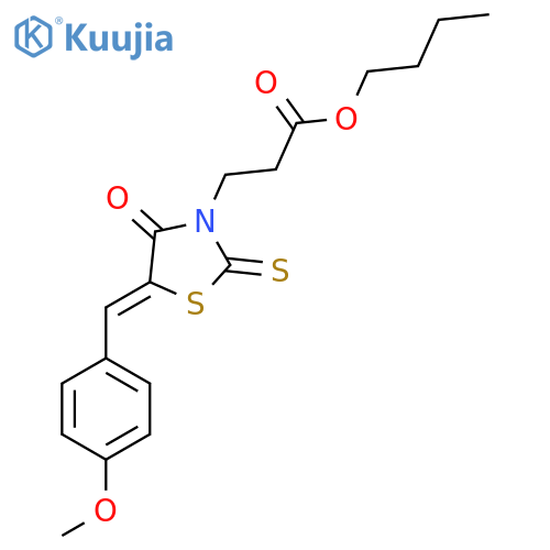 butyl 3-(5Z)-5-(4-methoxyphenyl)methylidene-4-oxo-2-sulfanylidene-1,3-thiazolidin-3-ylpropanoate structure
