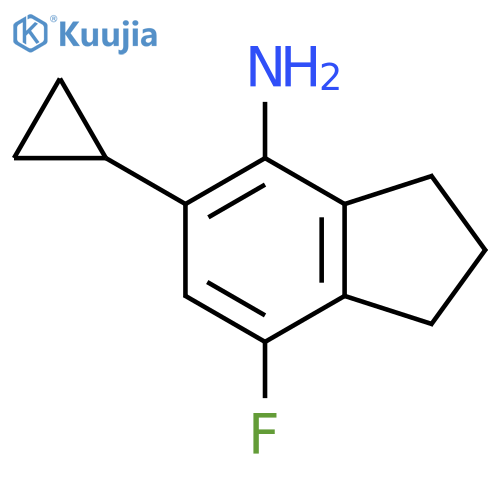5-Cyclopropyl-7-fluoro-2,3-dihydro-1H-inden-4-amine structure