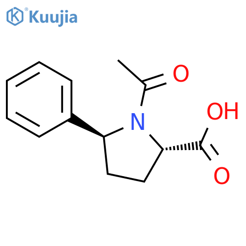 (2S,5S)-1-acetyl-5-phenylpyrrolidine-2-carboxylic acid structure