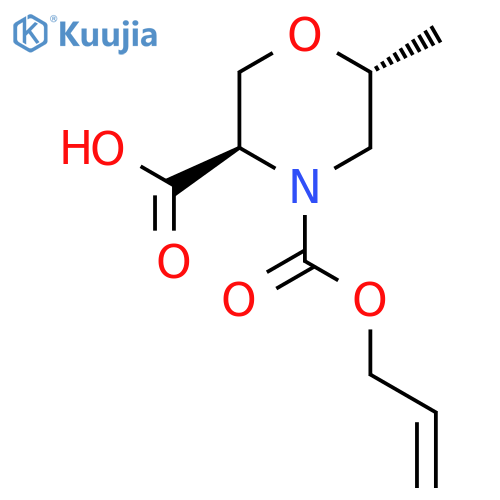 rac-(3R,6R)-6-methyl-4-(prop-2-en-1-yloxy)carbonylmorpholine-3-carboxylic acid structure