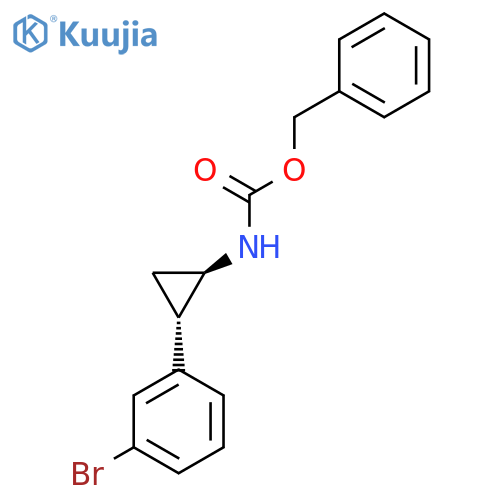 rac-benzyl N-(1R,2S)-2-(3-bromophenyl)cyclopropylcarbamate structure