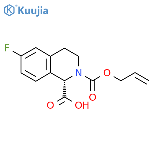 (1S)-6-fluoro-2-[(prop-2-en-1-yloxy)carbonyl]-1,2,3,4-tetrahydroisoquinoline-1-carboxylic acid structure