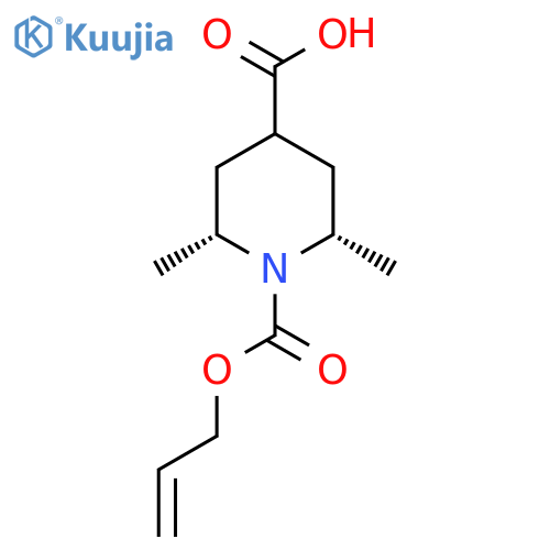 (2R,4r,6S)-2,6-dimethyl-1-(prop-2-en-1-yloxy)carbonylpiperidine-4-carboxylic acid structure