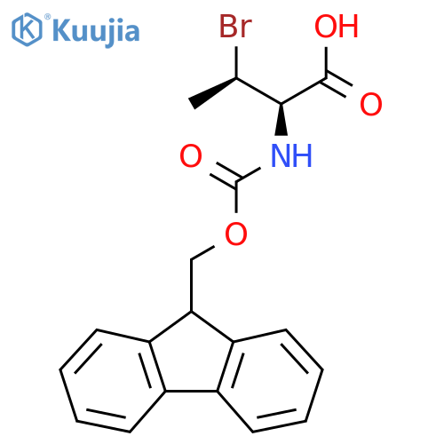 (2R,3R)-3-bromo-2-({[(9H-fluoren-9-yl)methoxy]carbonyl}amino)butanoic acid structure