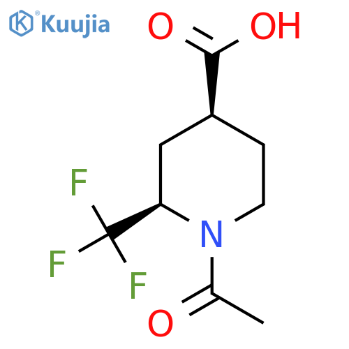 rac-(2R,4S)-1-acetyl-2-(trifluoromethyl)piperidine-4-carboxylic acid structure