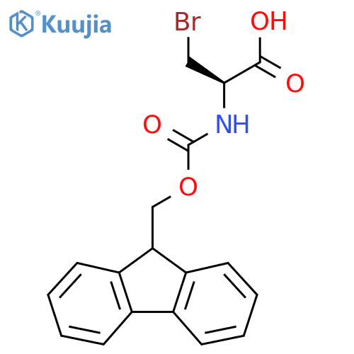 (2R)-3-bromo-2-({(9H-fluoren-9-yl)methoxycarbonyl}amino)propanoic acid structure