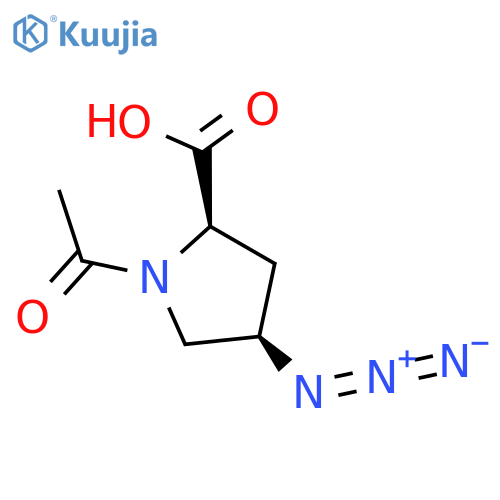 (2R,4R)-1-acetyl-4-azidopyrrolidine-2-carboxylic acid structure