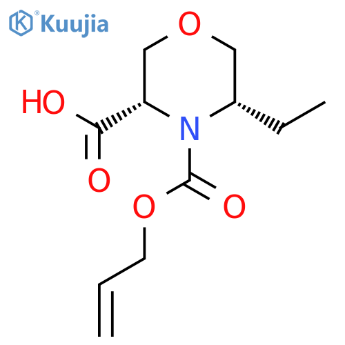 (3S,5S)-5-ethyl-4-(prop-2-en-1-yloxy)carbonylmorpholine-3-carboxylic acid structure