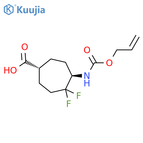 rac-(1R,5R)-4,4-difluoro-5-{[(prop-2-en-1-yloxy)carbonyl]amino}cycloheptane-1-carboxylic acid structure