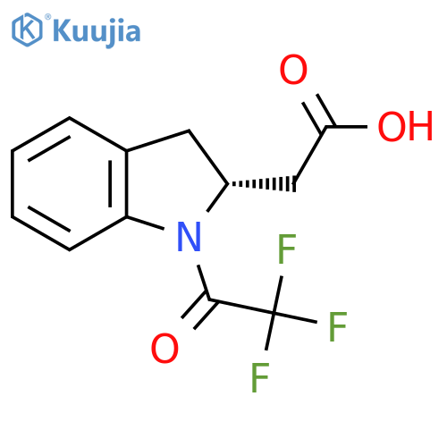2-[(2R)-1-(2,2,2-trifluoroacetyl)-2,3-dihydro-1H-indol-2-yl]acetic acid structure