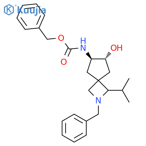 rac-benzyl N-(6R,7R)-2-benzyl-7-hydroxy-1-(propan-2-yl)-2-azaspiro3.4octan-6-ylcarbamate structure