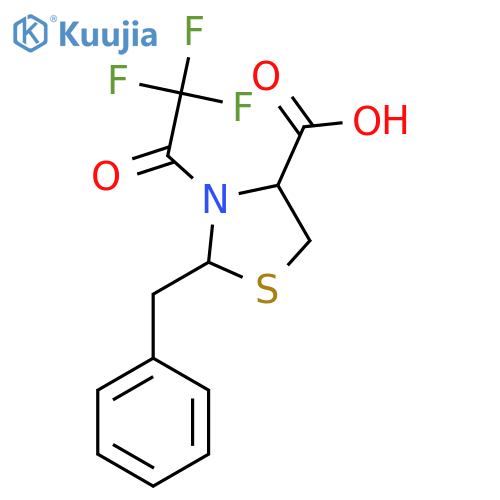 2-Benzyl-3-(2,2,2-trifluoroacetyl)-1,3-thiazolidine-4-carboxylic acid structure