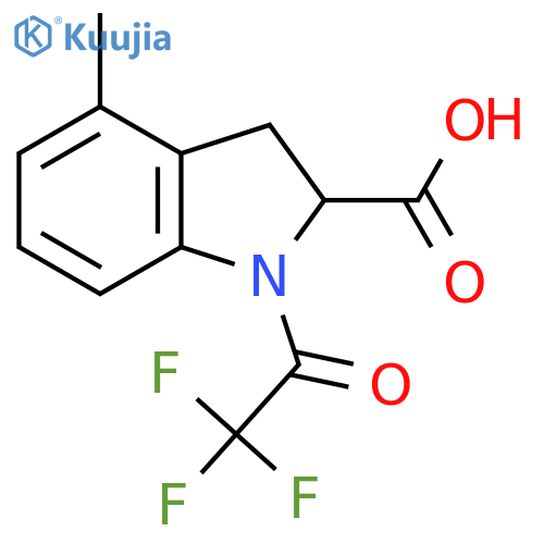 4-methyl-1-(2,2,2-trifluoroacetyl)-2,3-dihydro-1H-indole-2-carboxylic acid structure