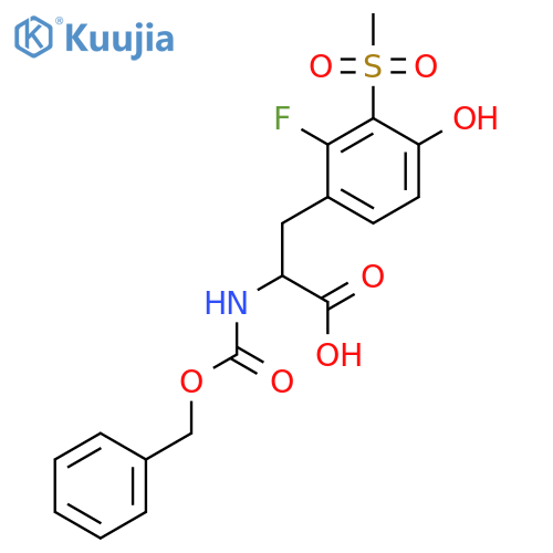 2-{(benzyloxy)carbonylamino}-3-(2-fluoro-4-hydroxy-3-methanesulfonylphenyl)propanoic acid structure