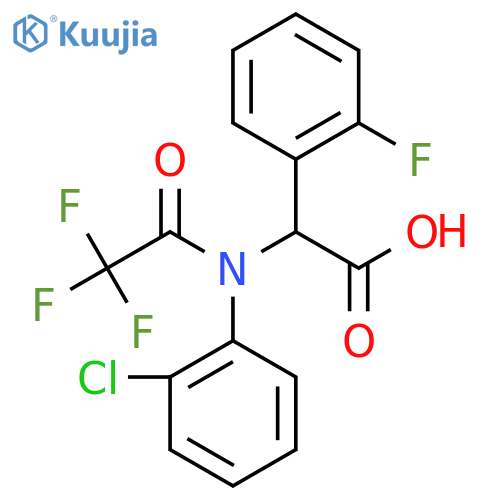 2-N-(2-chlorophenyl)-2,2,2-trifluoroacetamido-2-(2-fluorophenyl)acetic acid structure