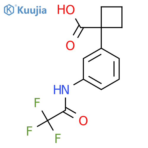 1-3-(2,2,2-trifluoroacetamido)phenylcyclobutane-1-carboxylic acid structure