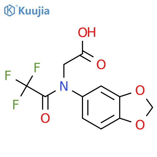 2-N-(1,3-dioxaindan-5-yl)-2,2,2-trifluoroacetamidoacetic acid structure