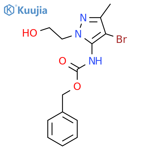benzyl N-4-bromo-1-(2-hydroxyethyl)-3-methyl-1H-pyrazol-5-ylcarbamate structure