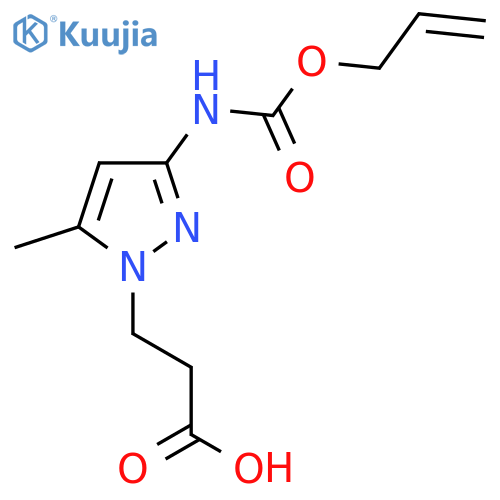 3-(5-methyl-3-{[(prop-2-en-1-yloxy)carbonyl]amino}-1H-pyrazol-1-yl)propanoic acid structure