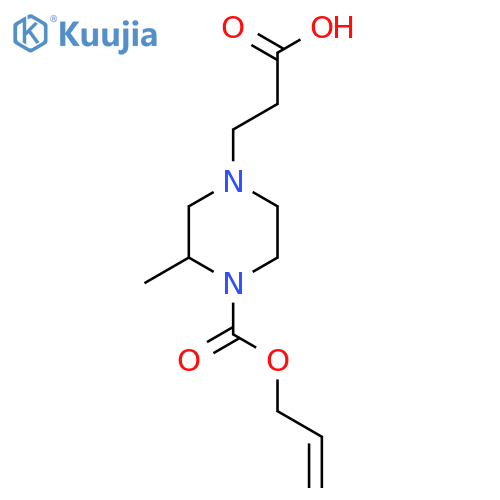 3-{3-methyl-4-(prop-2-en-1-yloxy)carbonylpiperazin-1-yl}propanoic acid structure
