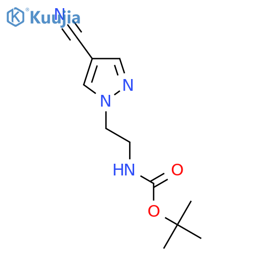 tert-butyl N-[2-(4-cyano-1H-pyrazol-1-yl)ethyl]carbamate structure