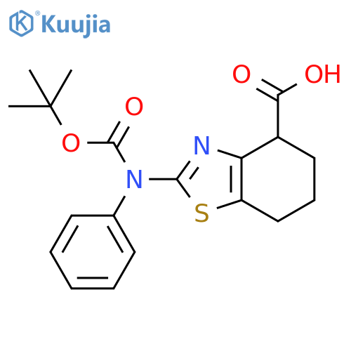 2-{(tert-butoxy)carbonyl(phenyl)amino}-4,5,6,7-tetrahydro-1,3-benzothiazole-4-carboxylic acid structure