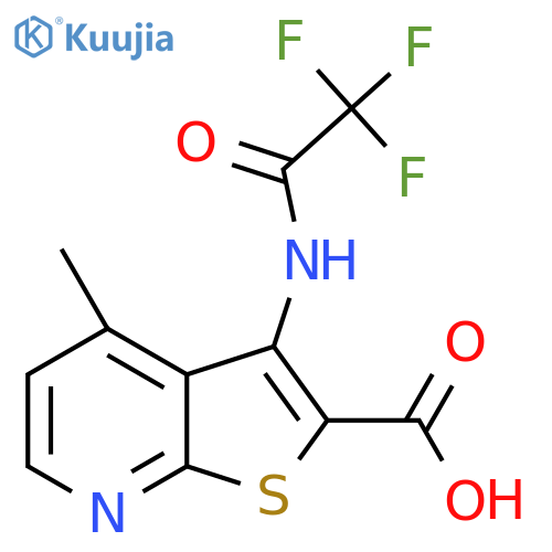4-methyl-3-(2,2,2-trifluoroacetamido)thieno2,3-bpyridine-2-carboxylic acid structure