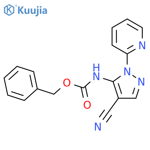 benzyl N-4-cyano-1-(pyridin-2-yl)-1H-pyrazol-5-ylcarbamate structure