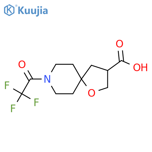 8-(2,2,2-Trifluoroacetyl)-1-oxa-8-azaspiro[4.5]decane-3-carboxylic acid structure
