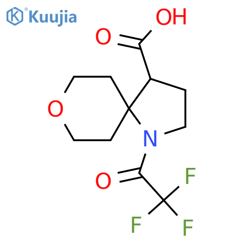 1-(2,2,2-Trifluoroacetyl)-8-oxa-1-azaspiro[4.5]decane-4-carboxylic acid structure