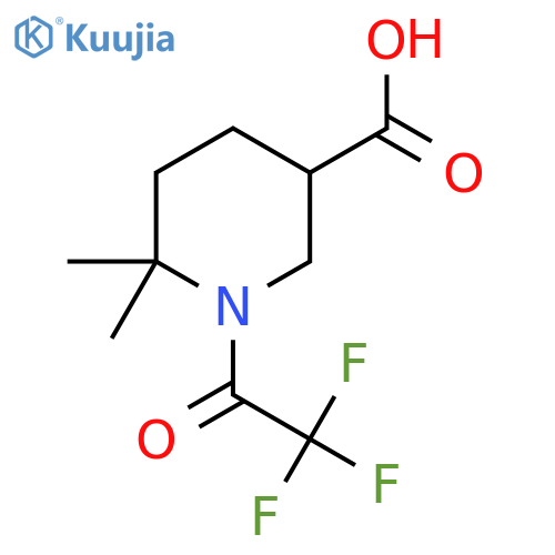 6,6-Dimethyl-1-(2,2,2-trifluoroacetyl)piperidine-3-carboxylic acid structure