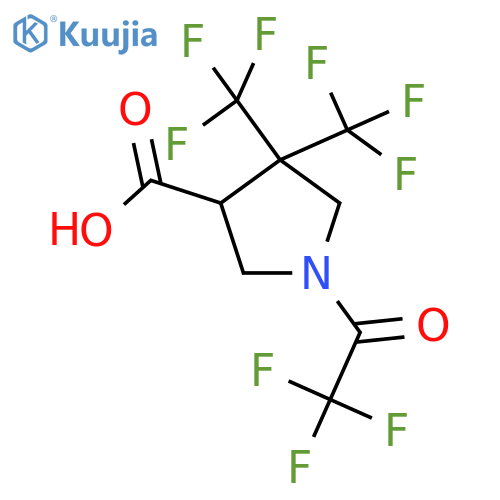 1-(2,2,2-Trifluoroacetyl)-4,4-bis(trifluoromethyl)pyrrolidine-3-carboxylic acid structure