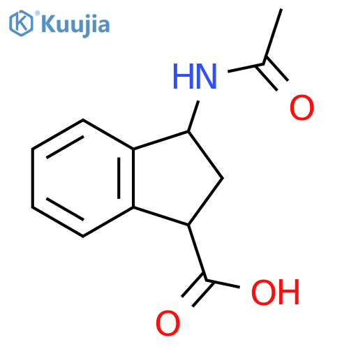 3-acetamido-2,3-dihydro-1H-indene-1-carboxylic acid structure
