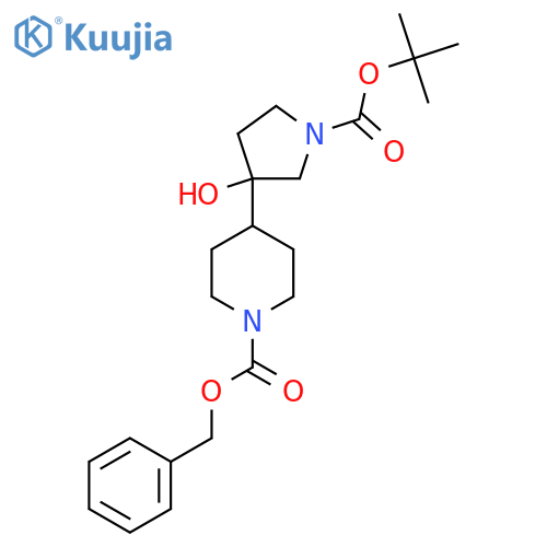 benzyl 4-{1-(tert-butoxy)carbonyl-3-hydroxypyrrolidin-3-yl}piperidine-1-carboxylate structure