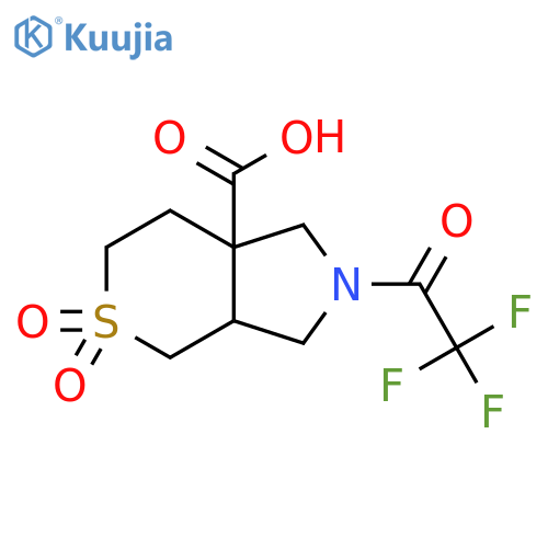 5,5-dioxo-2-(2,2,2-trifluoroacetyl)-octahydro-5lambda6-thiopyrano3,4-cpyrrole-7a-carboxylic acid structure