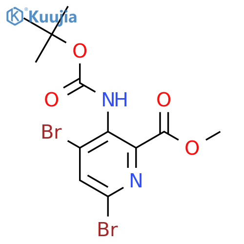methyl 4,6-dibromo-3-{(tert-butoxy)carbonylamino}pyridine-2-carboxylate structure