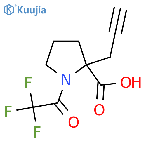 2-(Prop-2-yn-1-yl)-1-(2,2,2-trifluoroacetyl)pyrrolidine-2-carboxylic acid structure