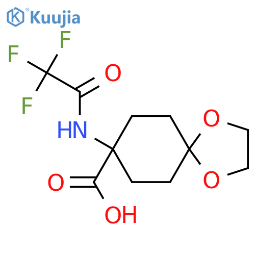 8-(2,2,2-trifluoroacetamido)-1,4-dioxaspiro4.5decane-8-carboxylic acid structure